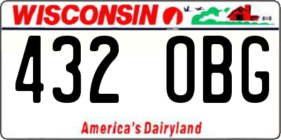 WI license plate 432OBG