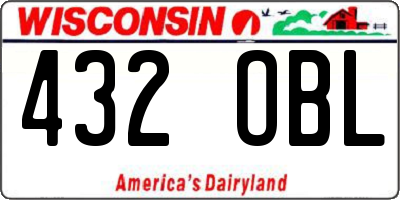 WI license plate 432OBL