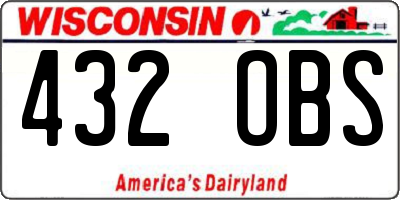 WI license plate 432OBS