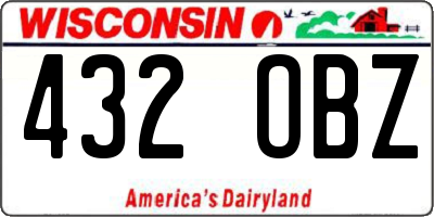 WI license plate 432OBZ