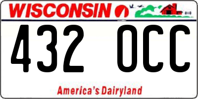WI license plate 432OCC