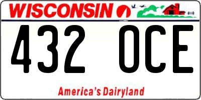 WI license plate 432OCE