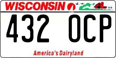 WI license plate 432OCP