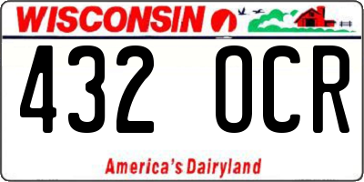 WI license plate 432OCR