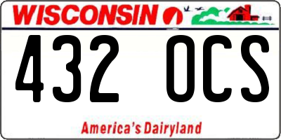WI license plate 432OCS