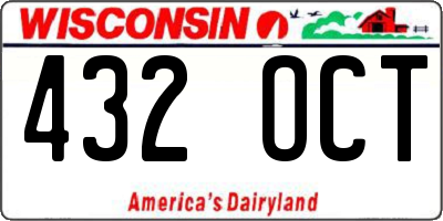 WI license plate 432OCT
