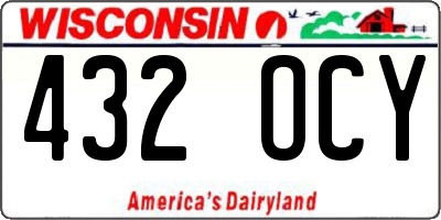 WI license plate 432OCY