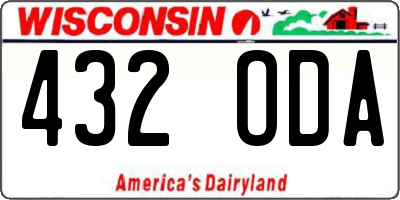 WI license plate 432ODA