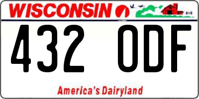 WI license plate 432ODF