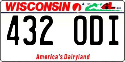WI license plate 432ODI