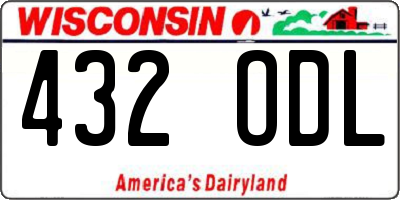WI license plate 432ODL