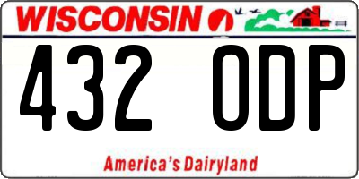 WI license plate 432ODP