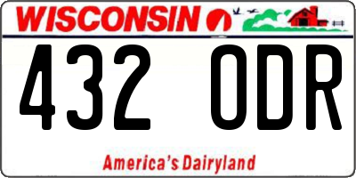 WI license plate 432ODR