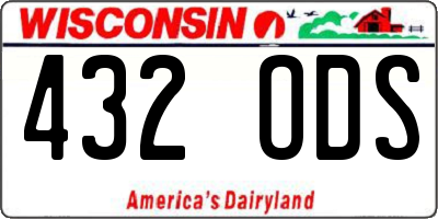 WI license plate 432ODS