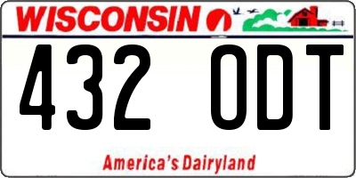 WI license plate 432ODT
