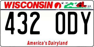 WI license plate 432ODY