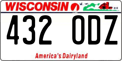 WI license plate 432ODZ