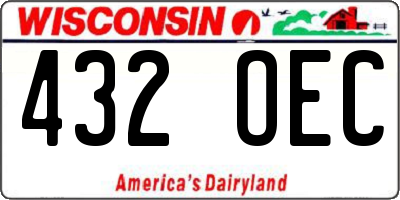 WI license plate 432OEC