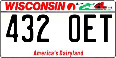 WI license plate 432OET