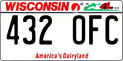WI license plate 432OFC