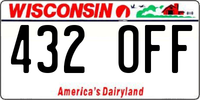 WI license plate 432OFF