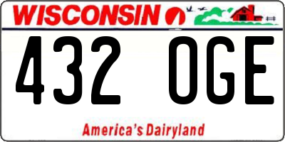 WI license plate 432OGE