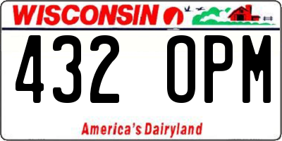 WI license plate 432OPM
