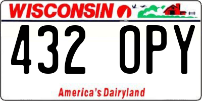 WI license plate 432OPY