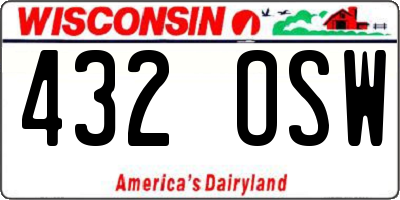 WI license plate 432OSW