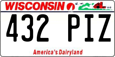 WI license plate 432PIZ