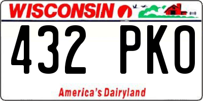 WI license plate 432PKO