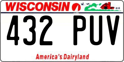 WI license plate 432PUV