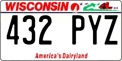 WI license plate 432PYZ