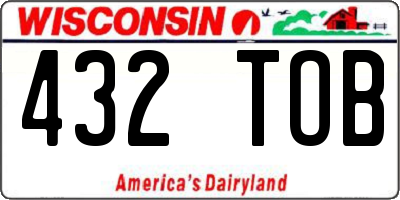 WI license plate 432TOB