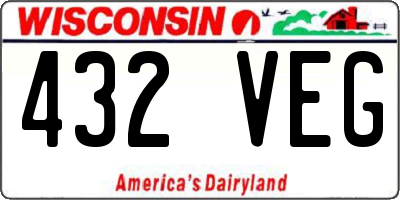WI license plate 432VEG