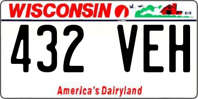 WI license plate 432VEH