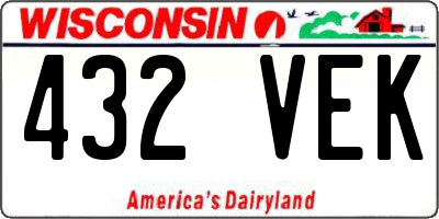 WI license plate 432VEK