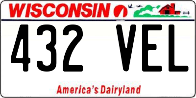 WI license plate 432VEL