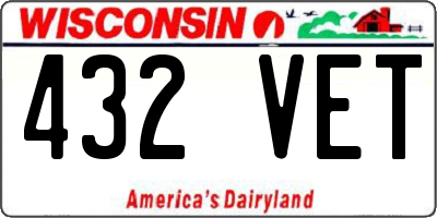 WI license plate 432VET
