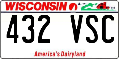 WI license plate 432VSC