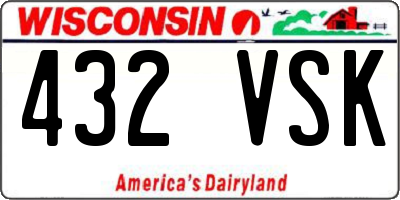 WI license plate 432VSK