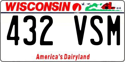 WI license plate 432VSM