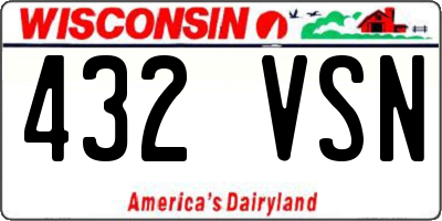 WI license plate 432VSN