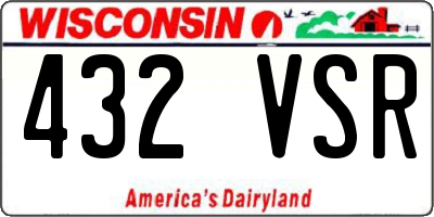 WI license plate 432VSR