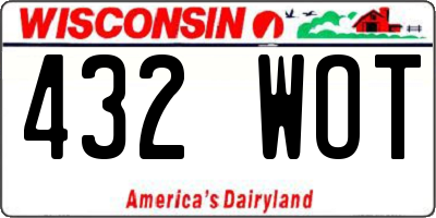 WI license plate 432WOT