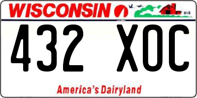 WI license plate 432XOC