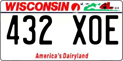 WI license plate 432XOE