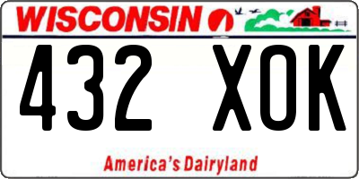 WI license plate 432XOK