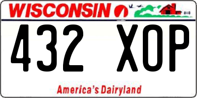 WI license plate 432XOP