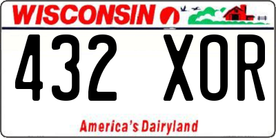 WI license plate 432XOR